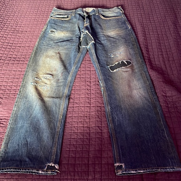 Funky Lindeberg blue jeans, 34x30, extensively distressed - Picture 1 of 4